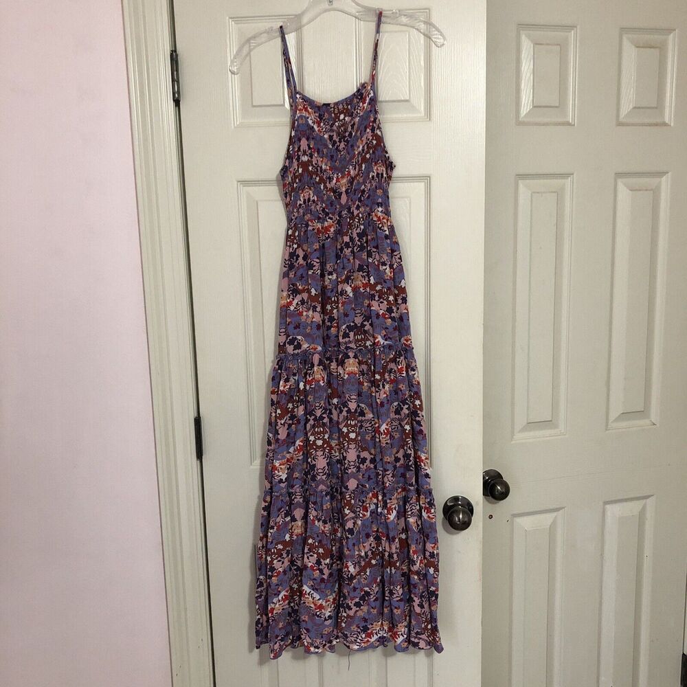 Anthropologie Purple Floral Maxi Dress